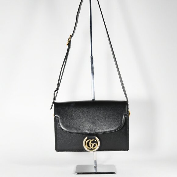 Gucci Small GG Ring Shoulder Bag - Black Leather, Gold Hardware - Picture 11 of 13